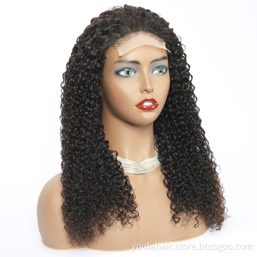 Wholesale Price 4X4 Brazilian Virgin Hair Lace Closure Wig Pre Plucked With Baby Hair Kinky Curly lace Closure  human hair wigs